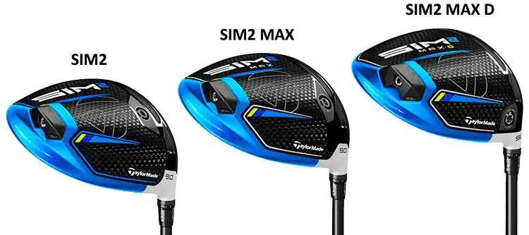 a comparison photo of the TaylorMade SIM2 drivers