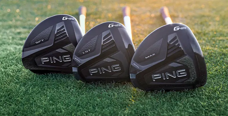 Real photo of the Ping G425 family of drivers in the sun