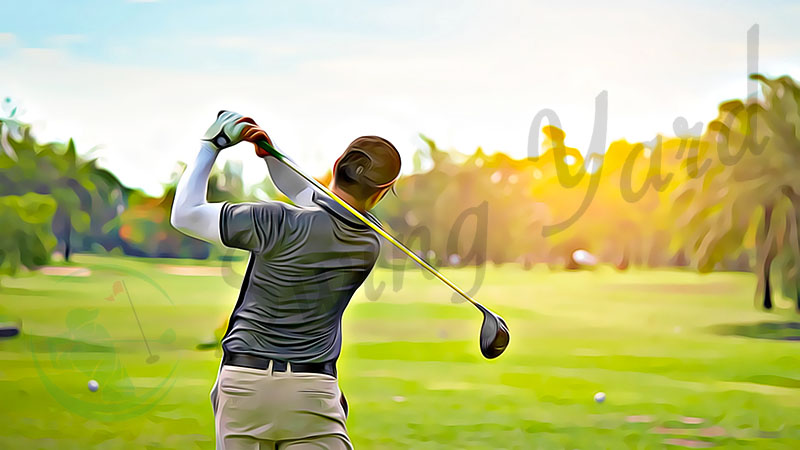 a man playing golf on courses