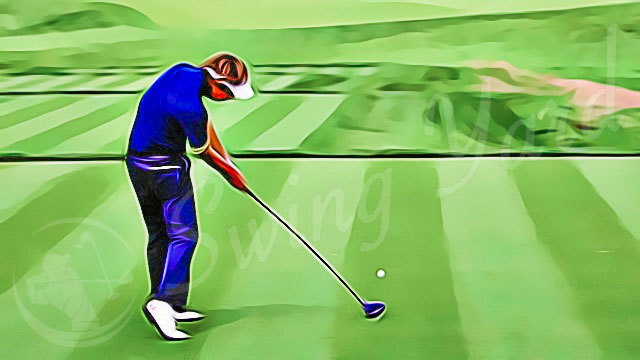 cartoon of a guy driving off a golf tee