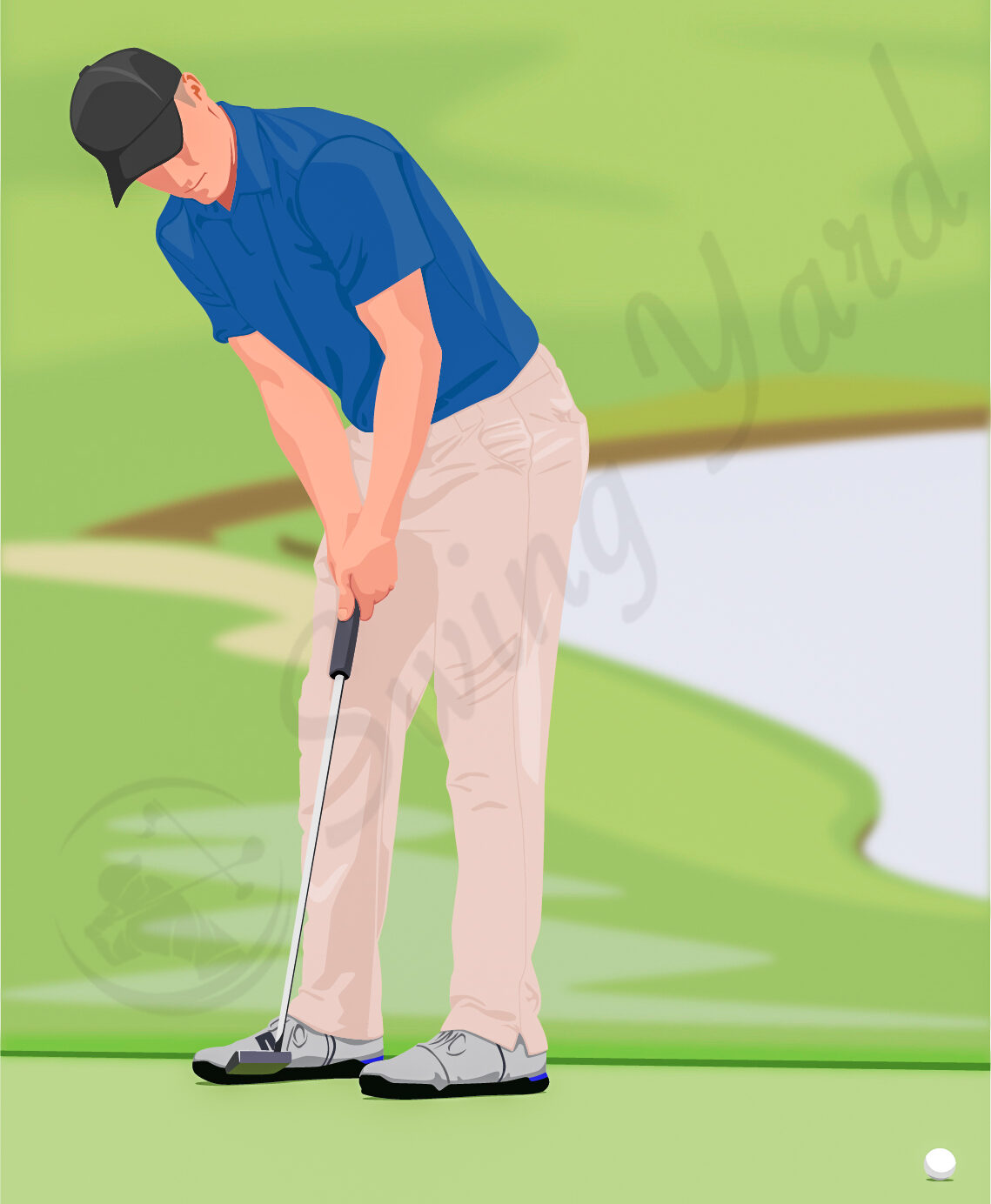 golfer using a cross handed putting grip