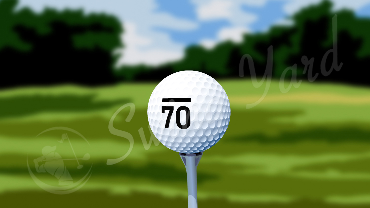 number 70 golf ball on the tee