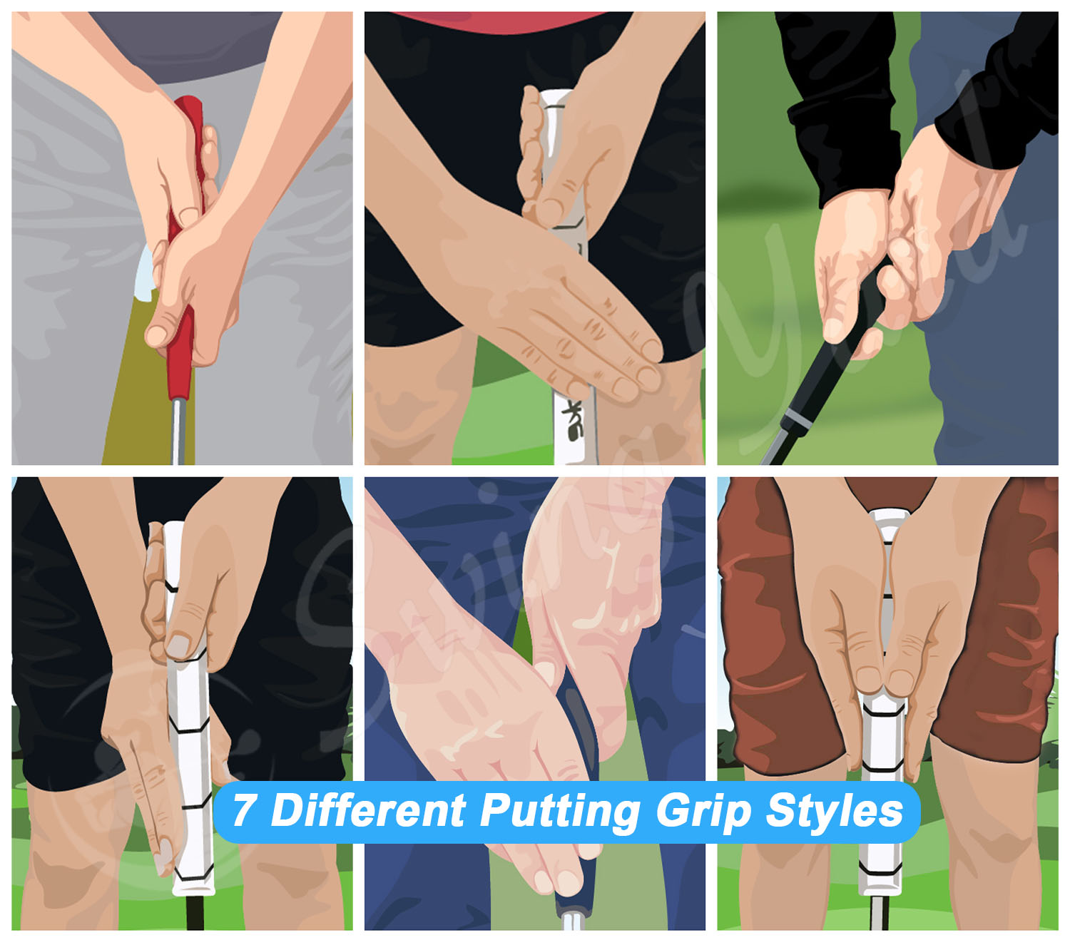 different putter grip styles